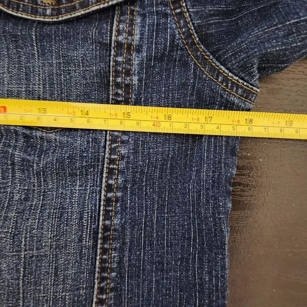 I.DARE Women's Blue Denim Jean Short Jacket Classic Jeans Size L - Picture 8 of 9
